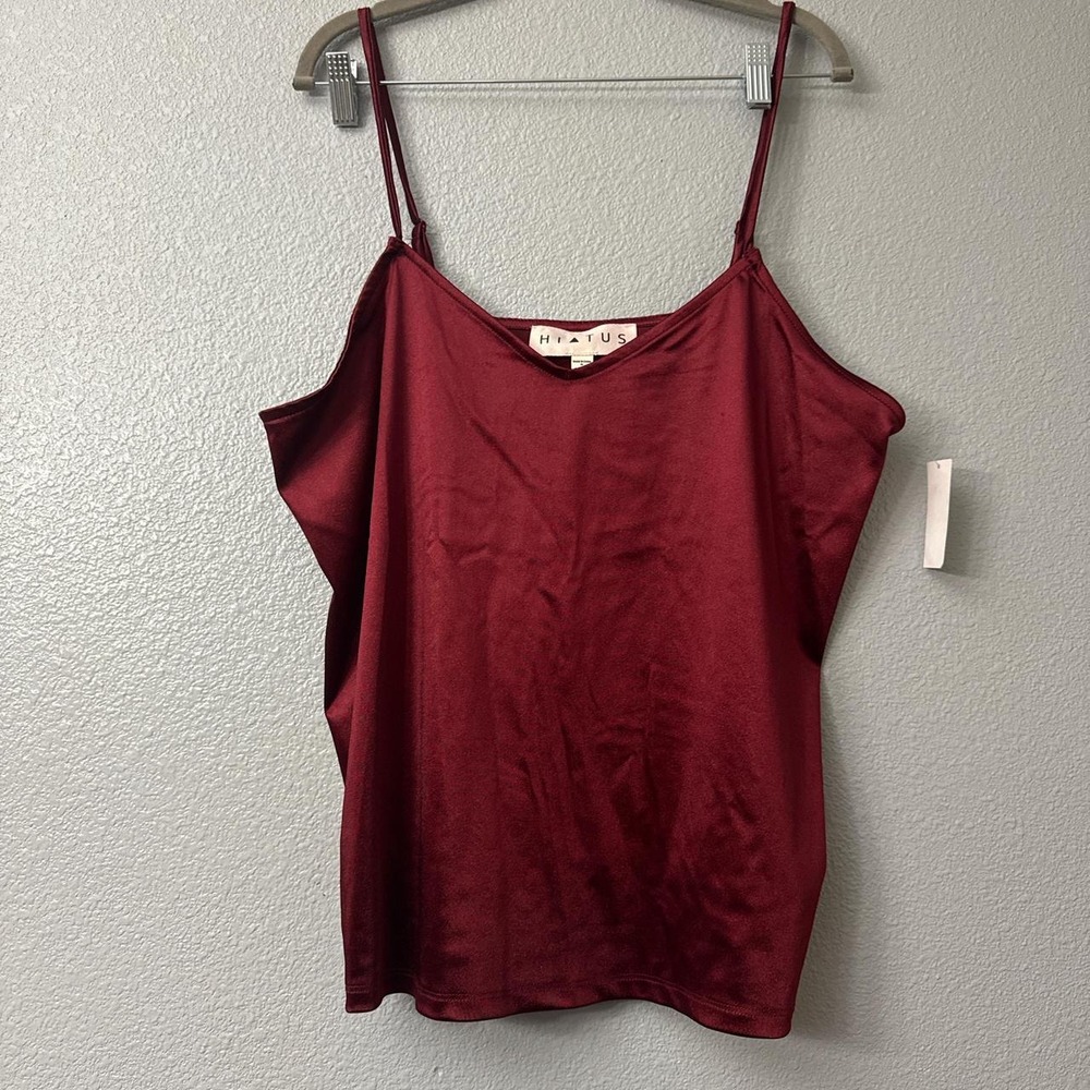 Hiatus Burgundy Satin Cami Top with Adjustable Straps